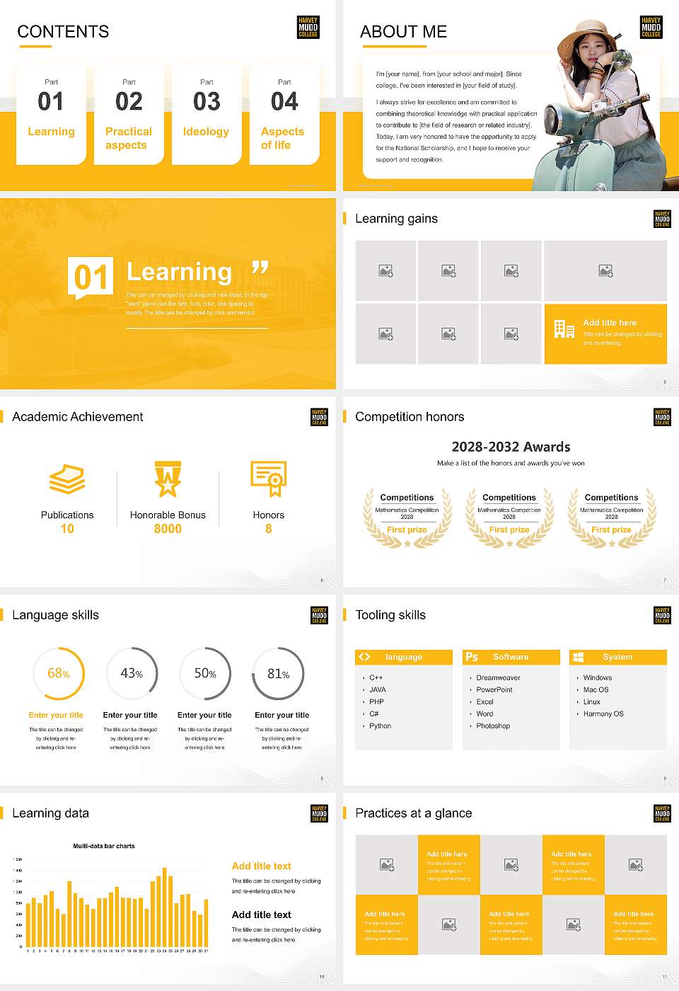 Harvey Mudd College National Scholarship Defense PPT Template16:9 ratio PPT effect preview image2
