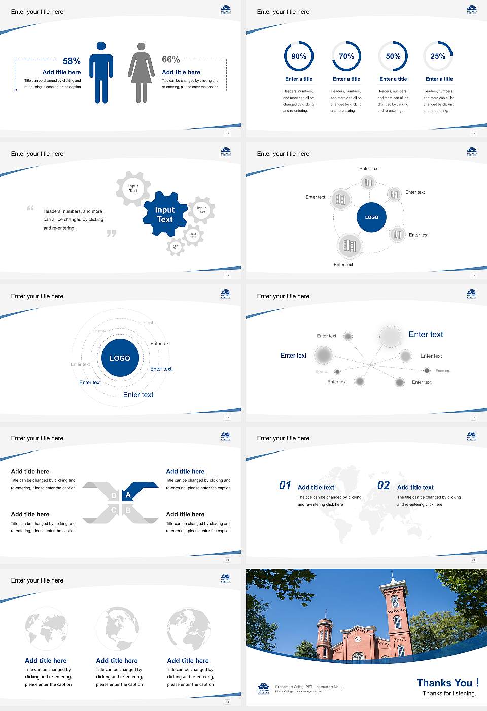 Illinois College Course/Courseware Creation PPT Template16:9 ratio PPT effect preview image4