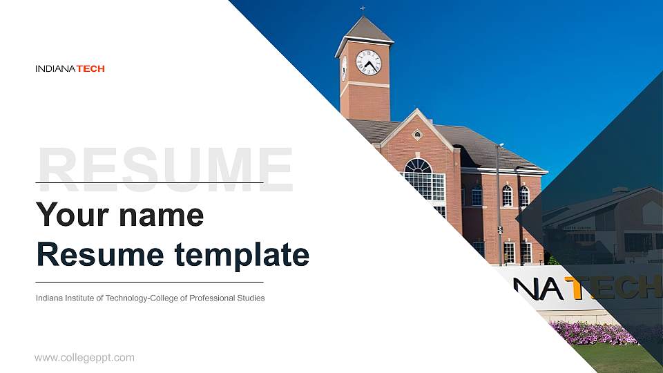 Indiana Institute of Technology-College of Professional Studies Resume PPT Template16:9 ratio PPT effect preview image