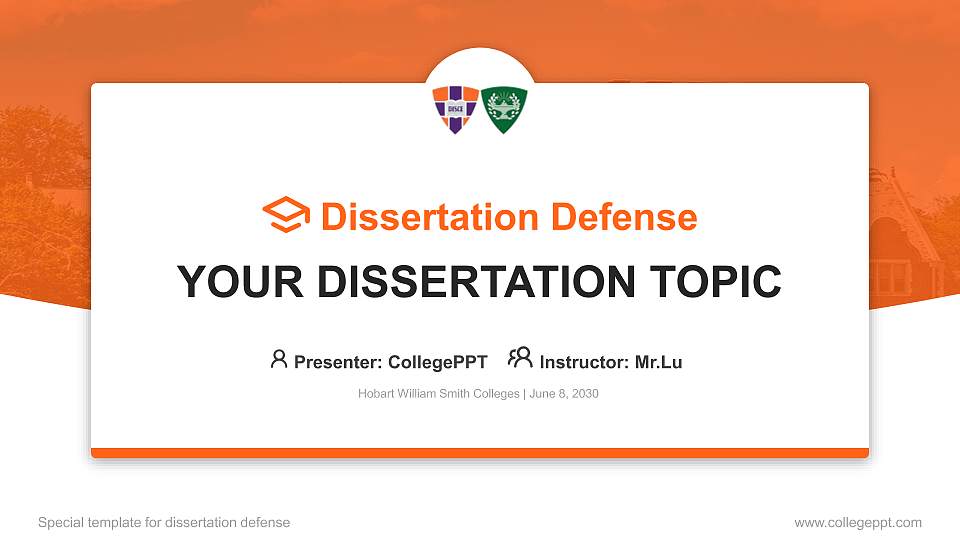 Hobart William Smith Colleges Graduation Thesis Defense PPT Template16:9 ratio PPT effect preview image