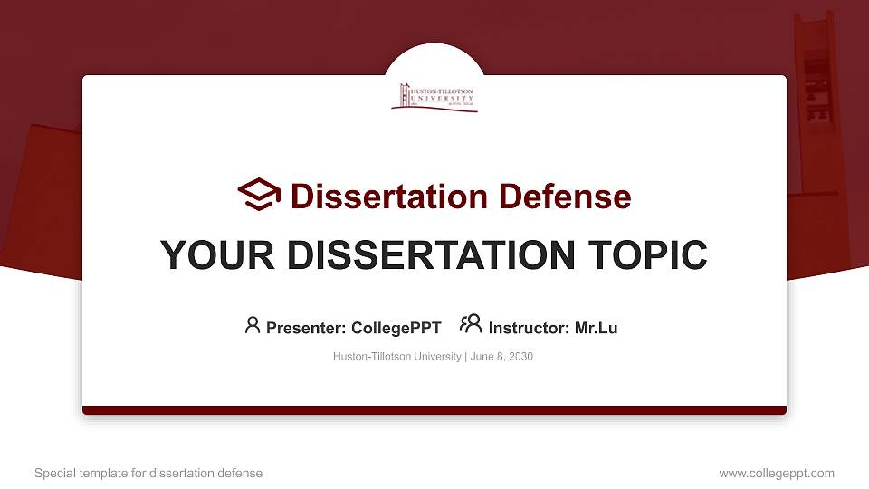 Huston-Tillotson University Graduation Thesis Defense PPT Template16:9 ratio PPT effect preview image1