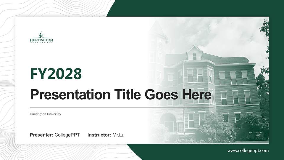 Huntington University Academic Presentation/Research Findings Report PPT Template16:9 ratio PPT effect preview image