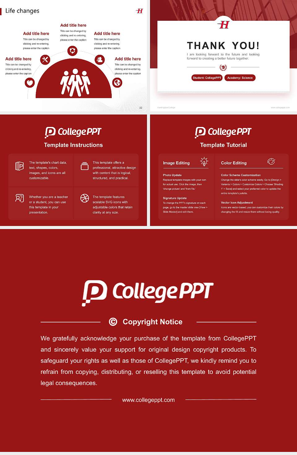 Huntingdon College National Scholarship Defense PPT Template4:3 ratio PPT effect preview image4
