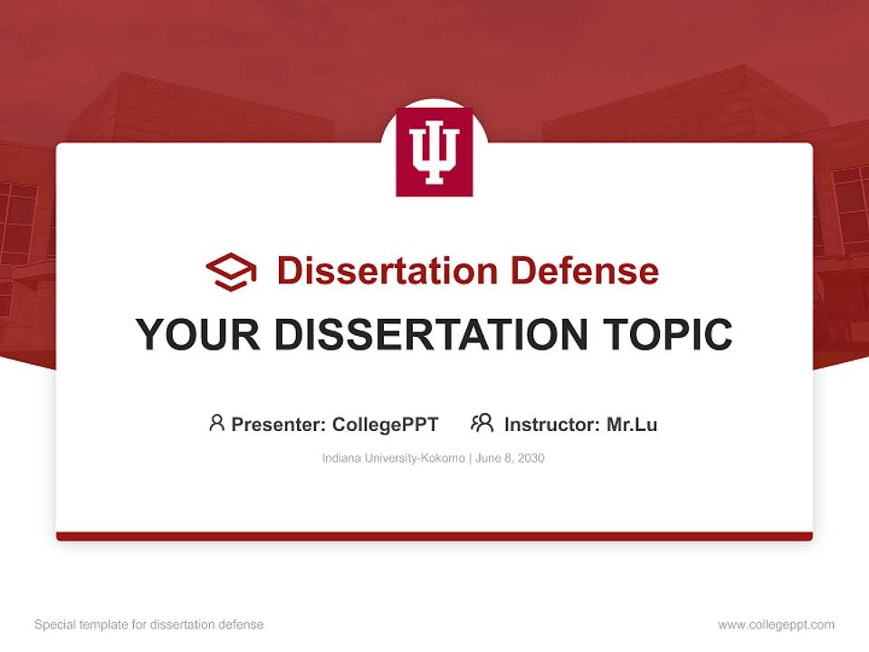 Indiana University-Kokomo Graduation Thesis Defense PPT Template4:3 ratio PPT effect preview image7