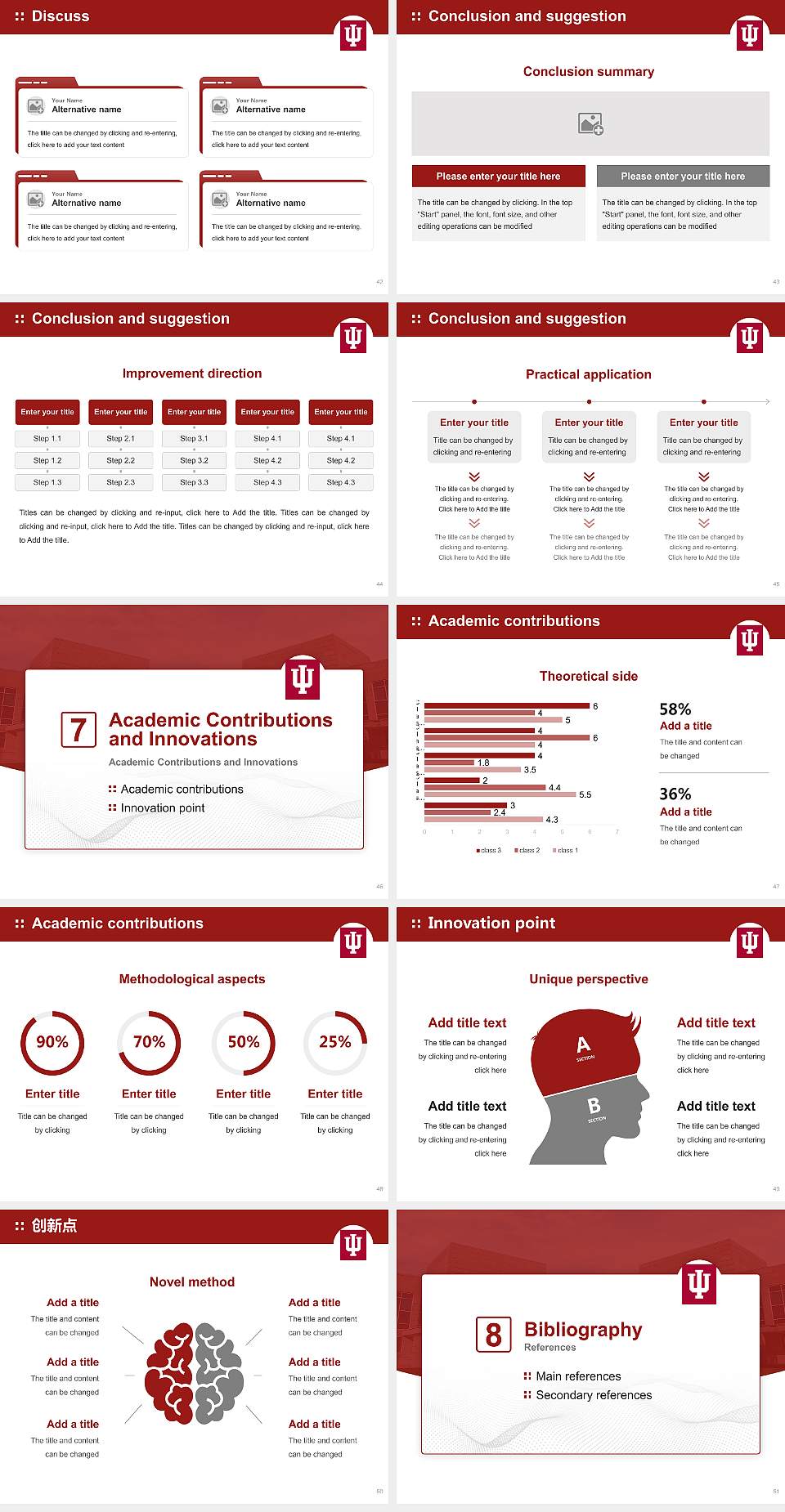 Indiana University-Kokomo Graduation Thesis Defense PPT Template4:3 ratio PPT effect preview image6