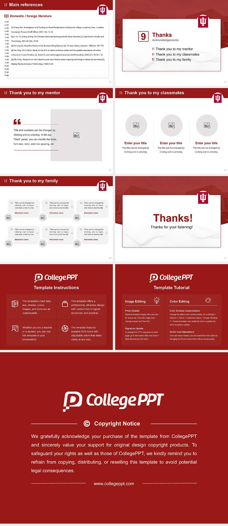 Indiana University-Kokomo Graduation Thesis Defense PPT Template4:3 ratio PPT effect preview image7