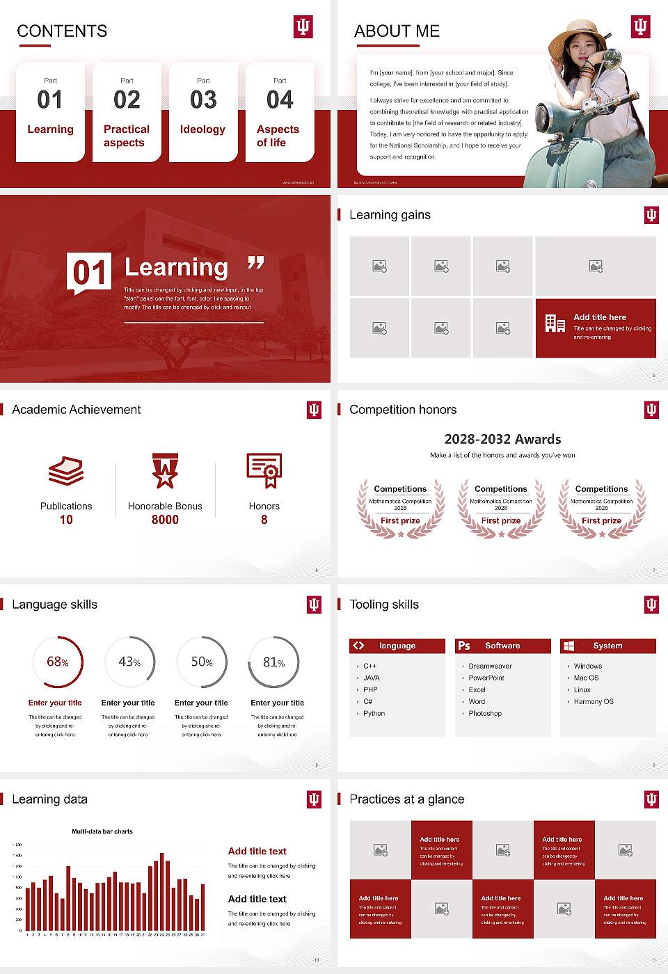Indiana University-Northwest National Scholarship Defense PPT Template16:9 ratio PPT effect preview image2