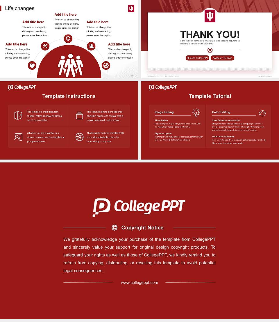 Indiana University-Purdue University-Indianapolis National Scholarship Defense PPT Template16:9 ratio PPT effect preview image4