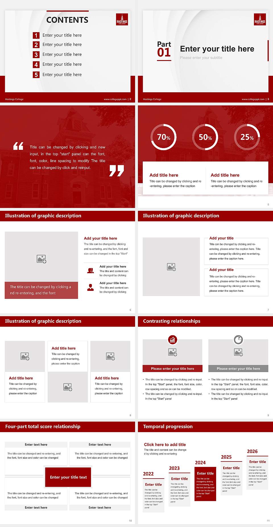 Hastings College Thesis Proposal/Graduation Defense PPT Template4:3 ratio PPT effect preview image2