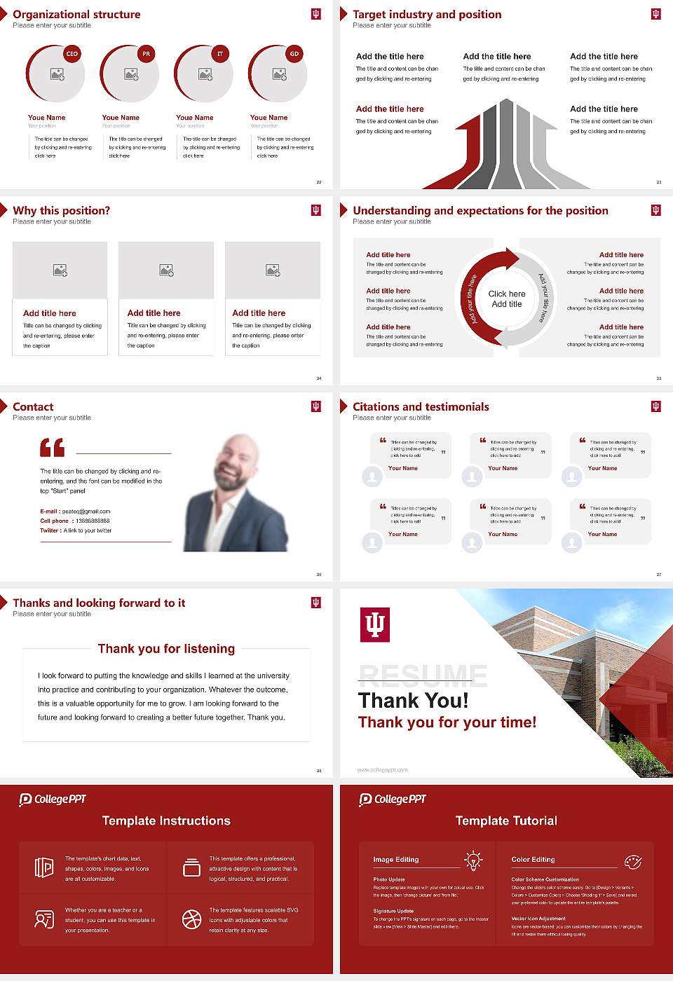 Indiana University-East Resume PPT Template16:9 ratio PPT effect preview image4
