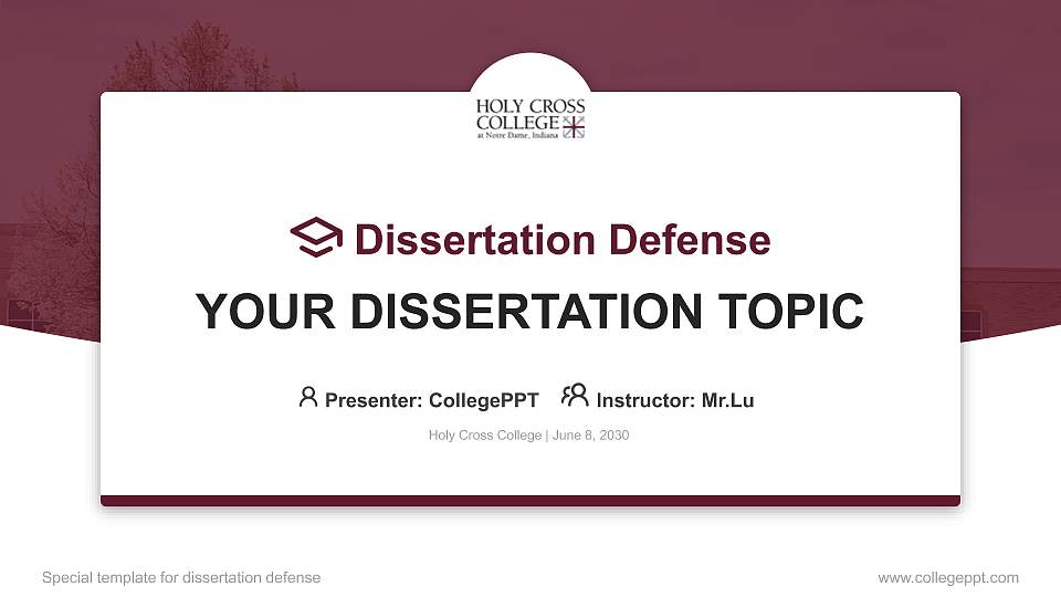 Holy Cross College Graduation Thesis Defense PPT Template16:9 ratio PPT effect preview image