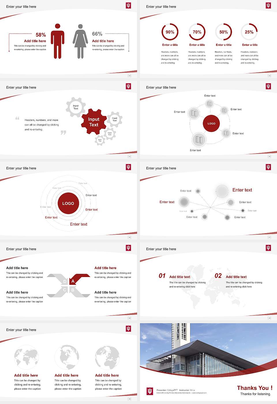 Indiana University-Purdue University-Indianapolis Course/Courseware Creation PPT Template16:9 ratio PPT effect preview image4