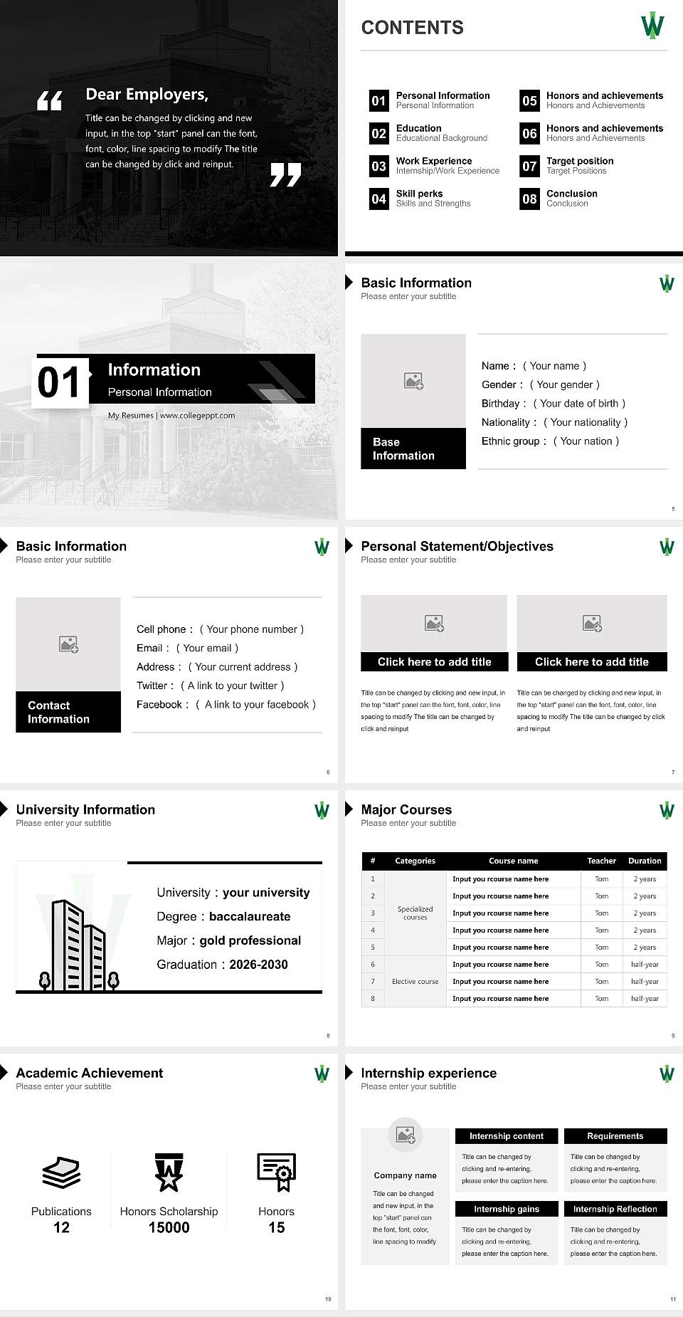 Illinois Wesleyan University Resume PPT Template4:3 ratio PPT effect preview image2