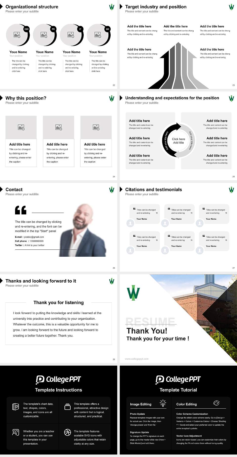 Illinois Wesleyan University Resume PPT Template4:3 ratio PPT effect preview image4