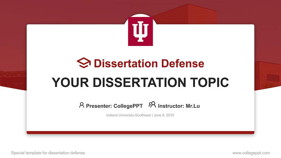 Indiana University-Southeast Graduation Thesis Defense PPT Template16:9 ratio PPT effect preview image