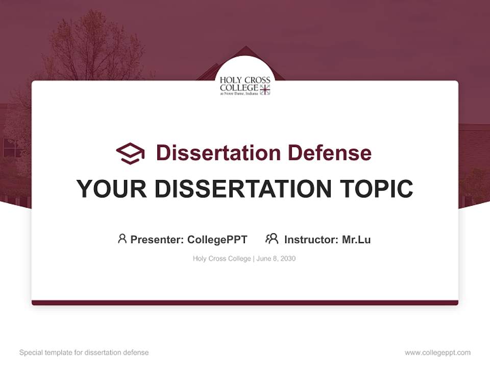 Holy Cross College Graduation Thesis Defense PPT Template4:3 ratio PPT effect preview image7