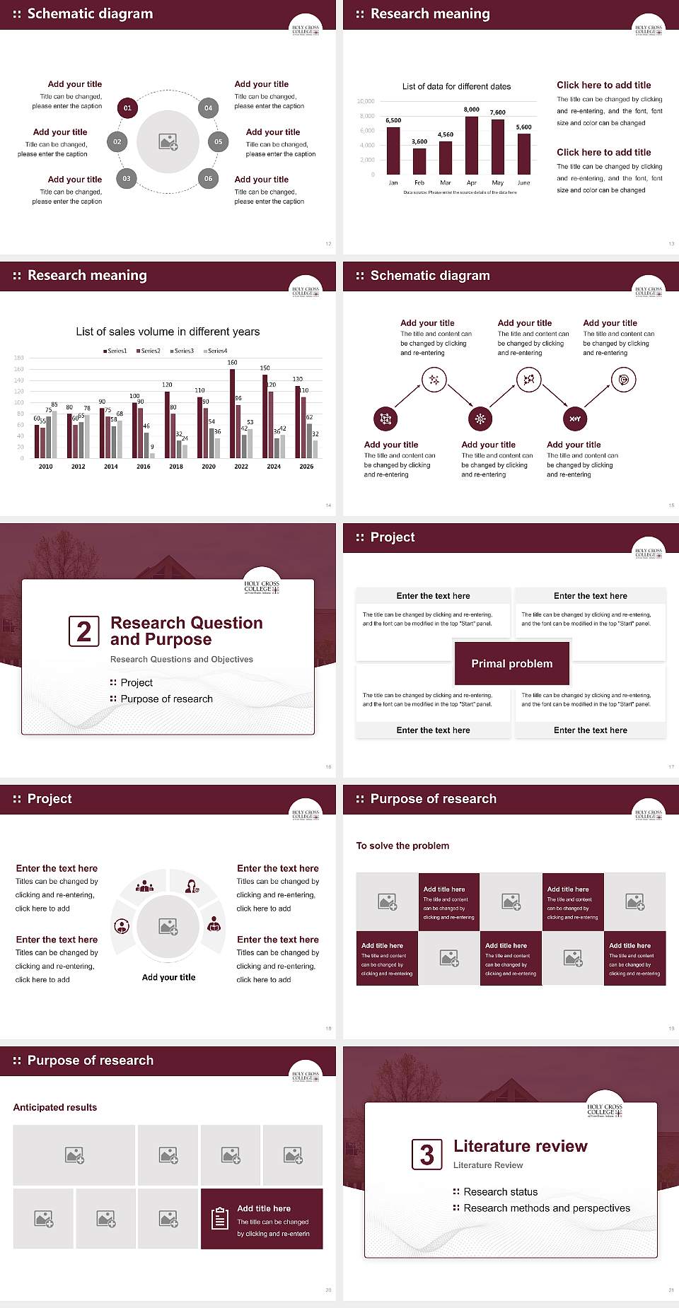 Holy Cross College Graduation Thesis Defense PPT Template4:3 ratio PPT effect preview image3