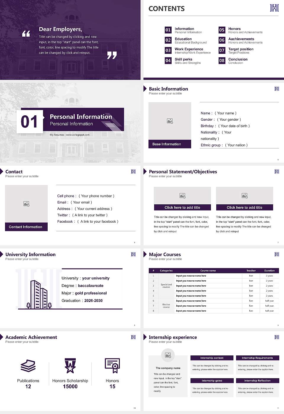 Houghton University Resume PPT Template16:9 ratio PPT effect preview image2