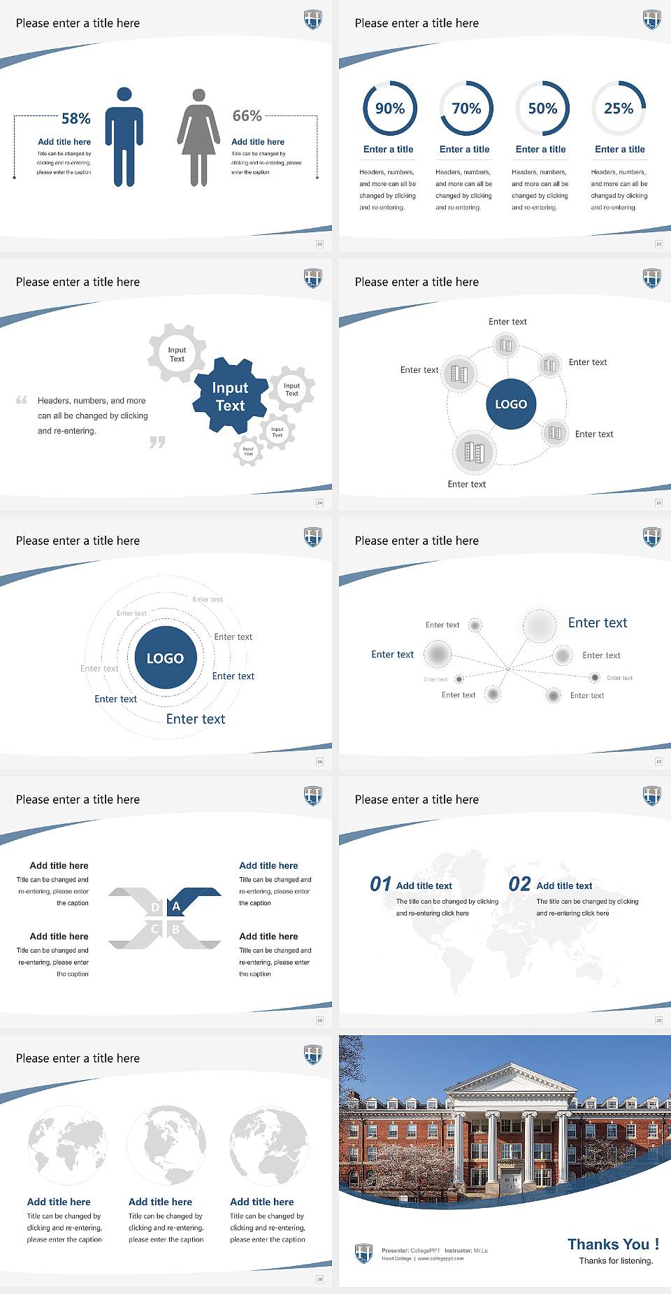 Hood College Course/Courseware Creation PPT Template4:3 ratio PPT effect preview image4