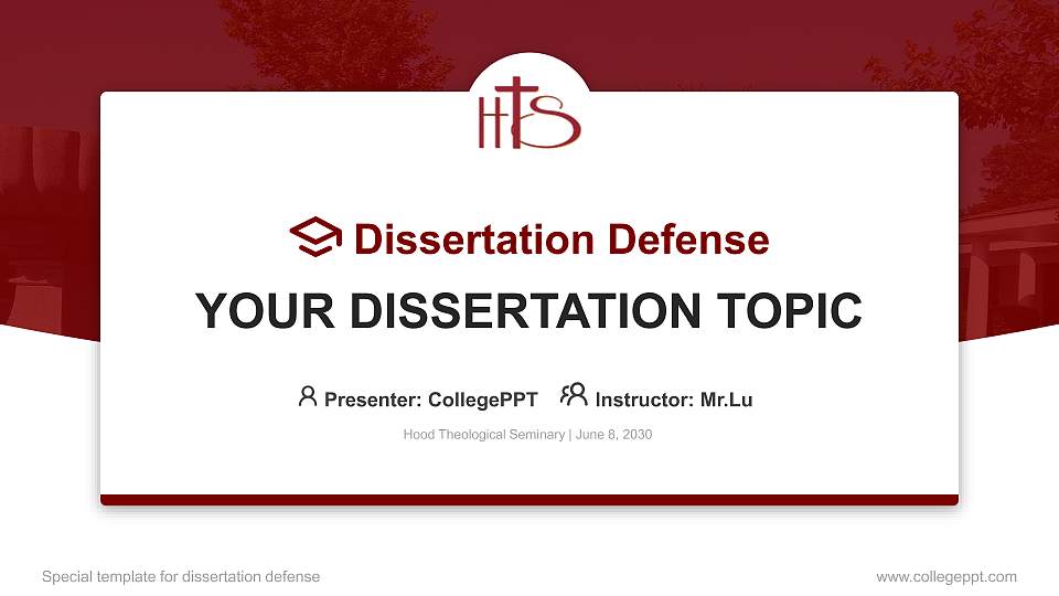 Hood Theological Seminary Graduation Thesis Defense PPT Template16:9 ratio PPT effect preview image
