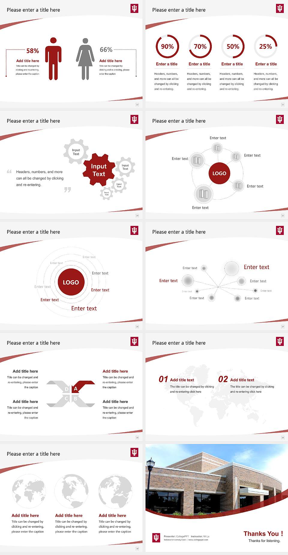 Indiana University-East Course/Courseware Creation PPT Template4:3 ratio PPT effect preview image4