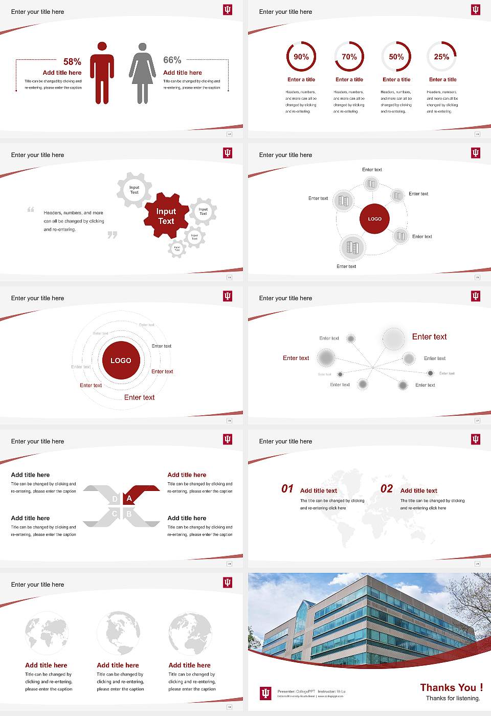 Indiana University-South Bend Course/Courseware Creation PPT Template16:9 ratio PPT effect preview image4