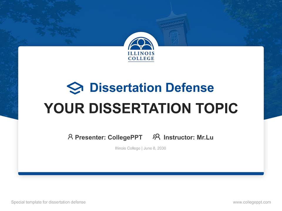 Illinois College Graduation Thesis Defense PPT Template4:3 ratio PPT effect preview image7