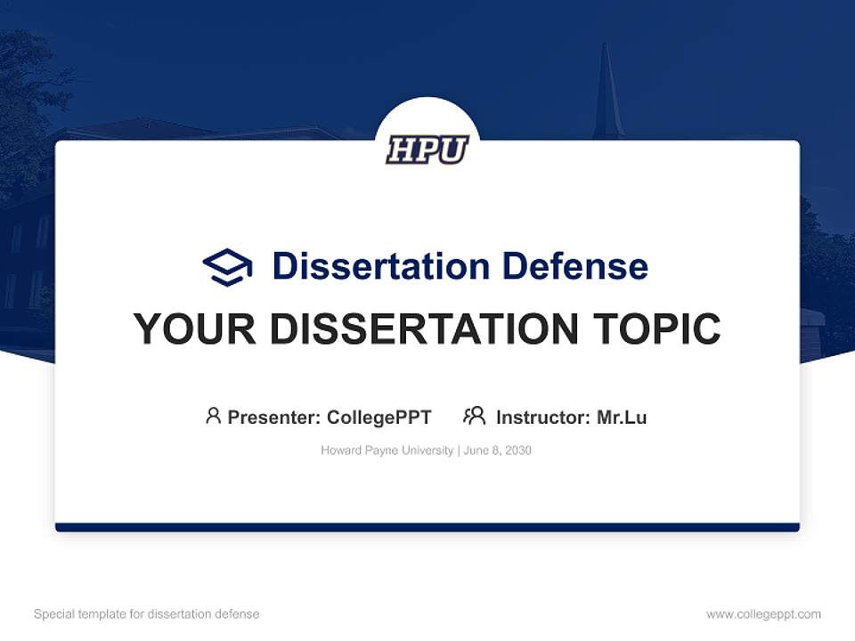 Howard Payne University Graduation Thesis Defense PPT Template4:3 ratio PPT effect preview image7