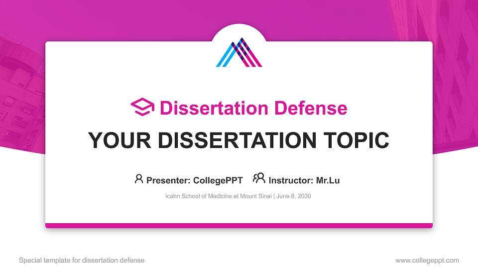 Icahn School of Medicine at Mount Sinai Graduation Thesis Defense PPT Template16:9 ratio PPT effect preview image