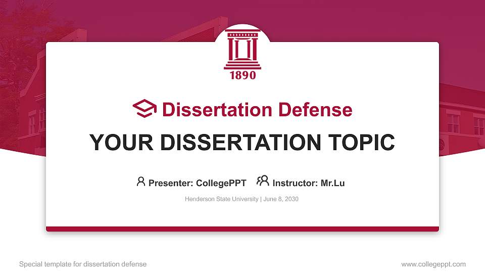 Henderson State University Graduation Thesis Defense PPT Template16:9 ratio PPT effect preview image