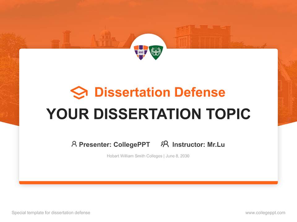Hobart William Smith Colleges Graduation Thesis Defense PPT Template4:3 ratio PPT effect preview image7
