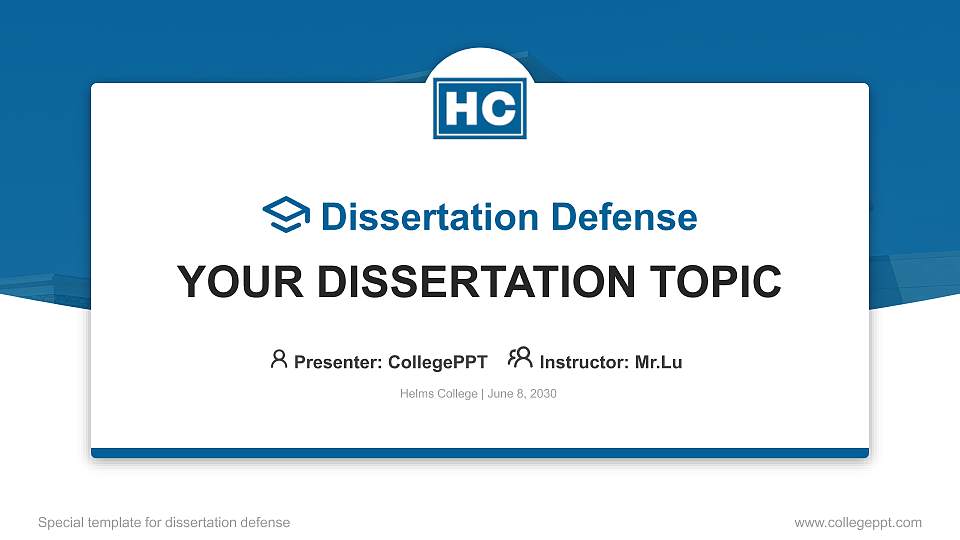 Helms College Graduation Thesis Defense PPT Template16:9 ratio PPT effect preview image