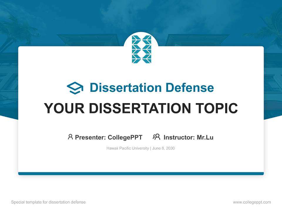 Hawaii Pacific University Graduation Thesis Defense PPT Template4:3 ratio PPT effect preview image7