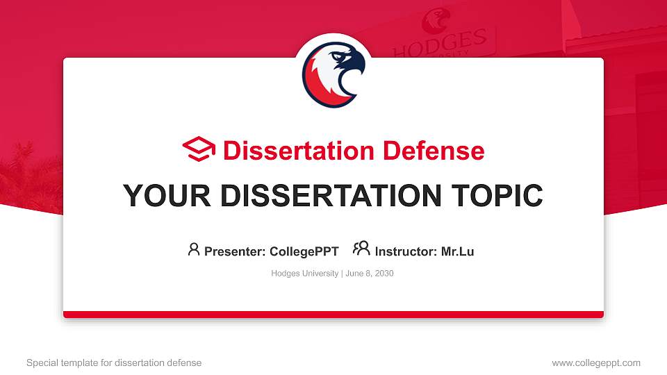Hodges University Graduation Thesis Defense PPT Template16:9 ratio PPT effect preview image