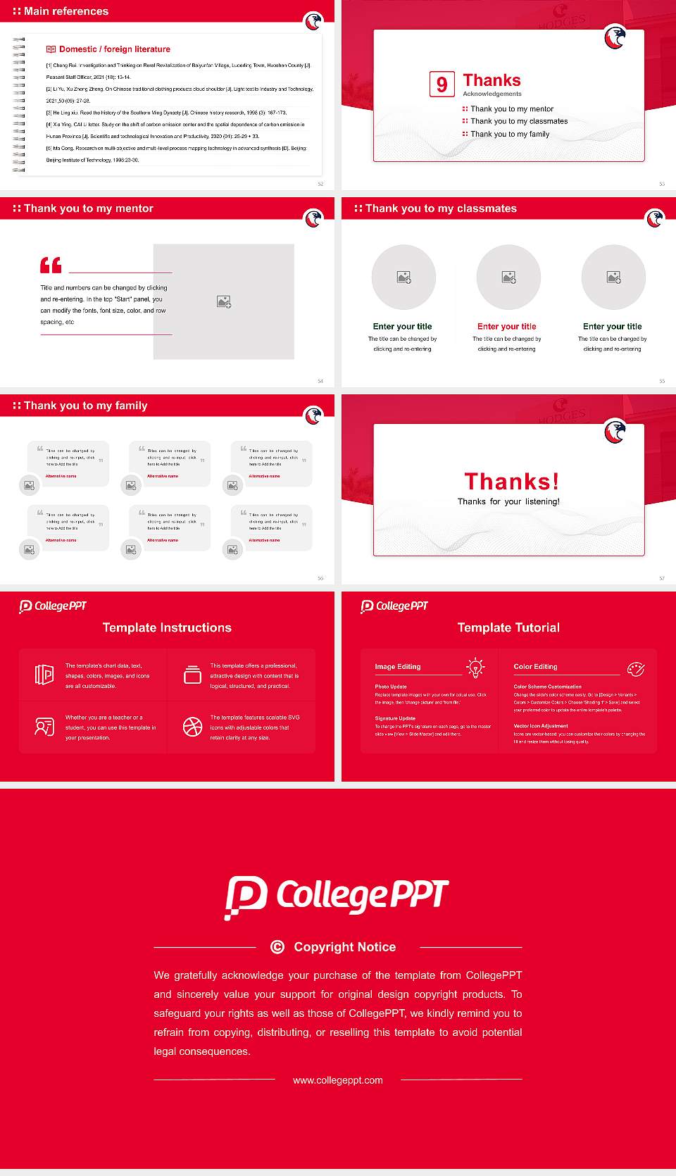 Hodges University Graduation Thesis Defense PPT Template16:9 ratio PPT effect preview image7