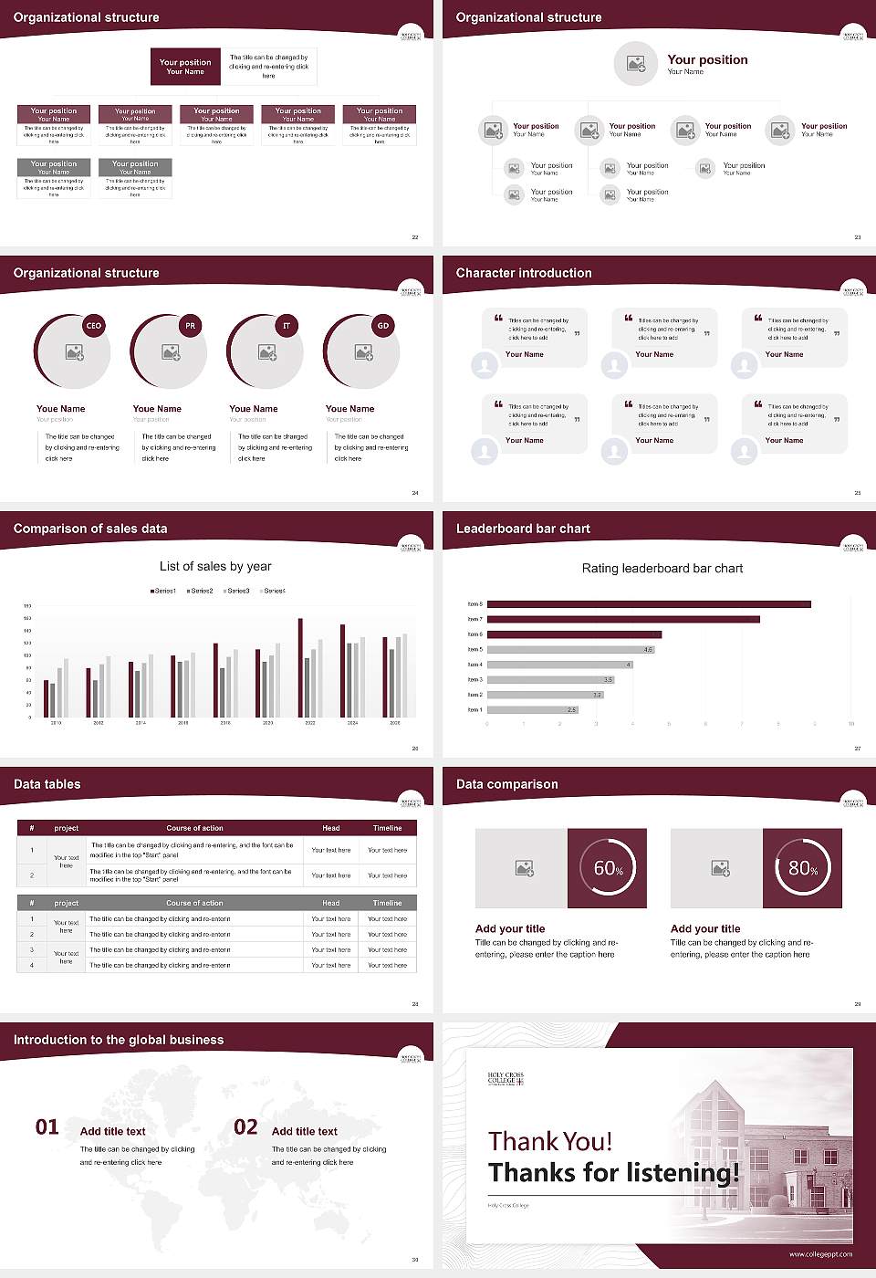 Holy Cross College Academic Presentation/Research Findings Report PPT Template16:9 ratio PPT effect preview image4
