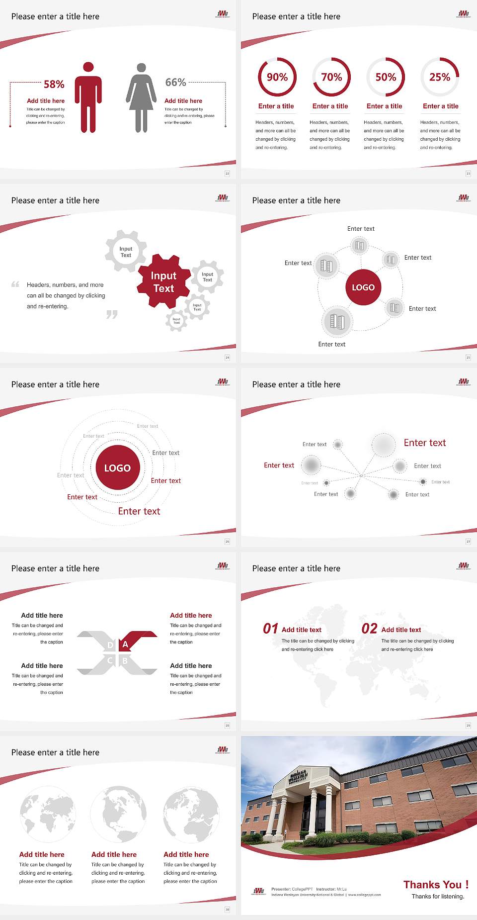 Indiana Wesleyan University-National & Global Course/Courseware Creation PPT Template4:3 ratio PPT effect preview image4