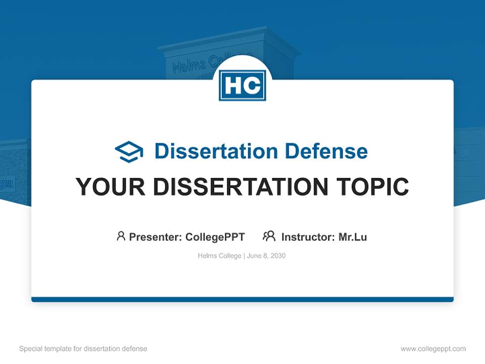 Helms College Graduation Thesis Defense PPT Template4:3 ratio PPT effect preview image7