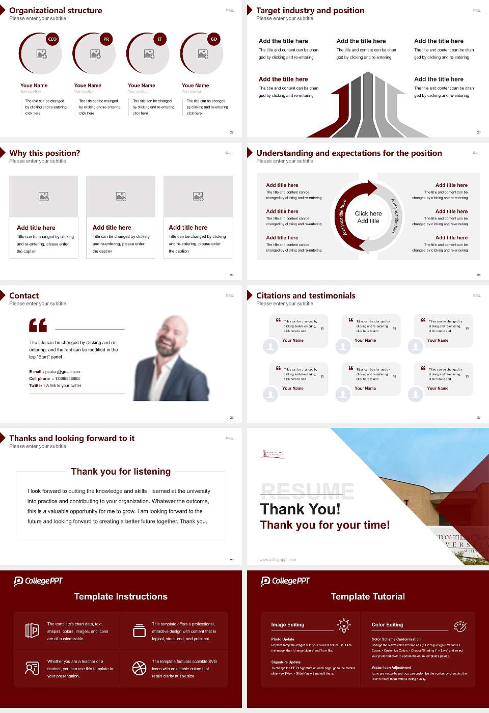 Huston-Tillotson University Resume PPT Template16:9 ratio PPT effect preview image4