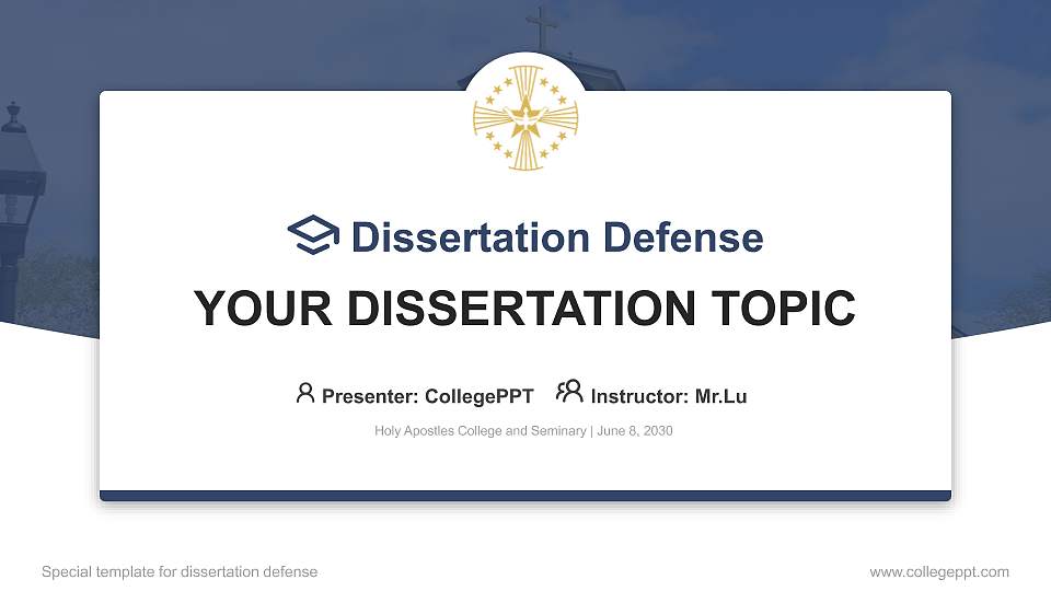 Holy Apostles College and Seminary Graduation Thesis Defense PPT Template16:9 ratio PPT effect preview image