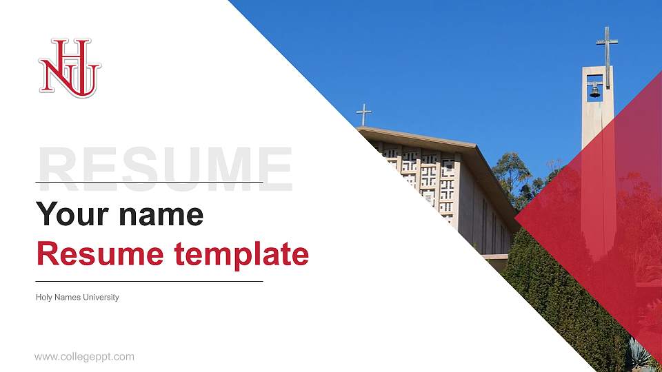 Holy Names University Resume PPT Template16:9 ratio PPT effect preview image