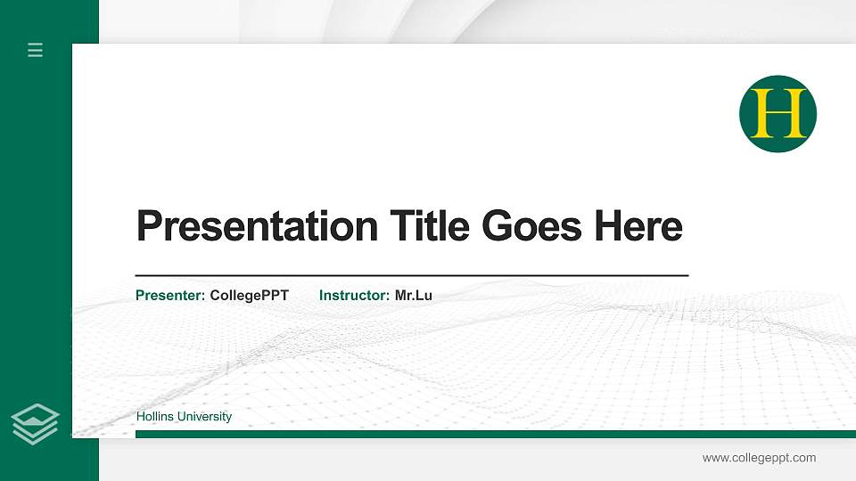 Hollins University Thesis Proposal/Graduation Defense PPT Template16:9 ratio PPT effect preview image