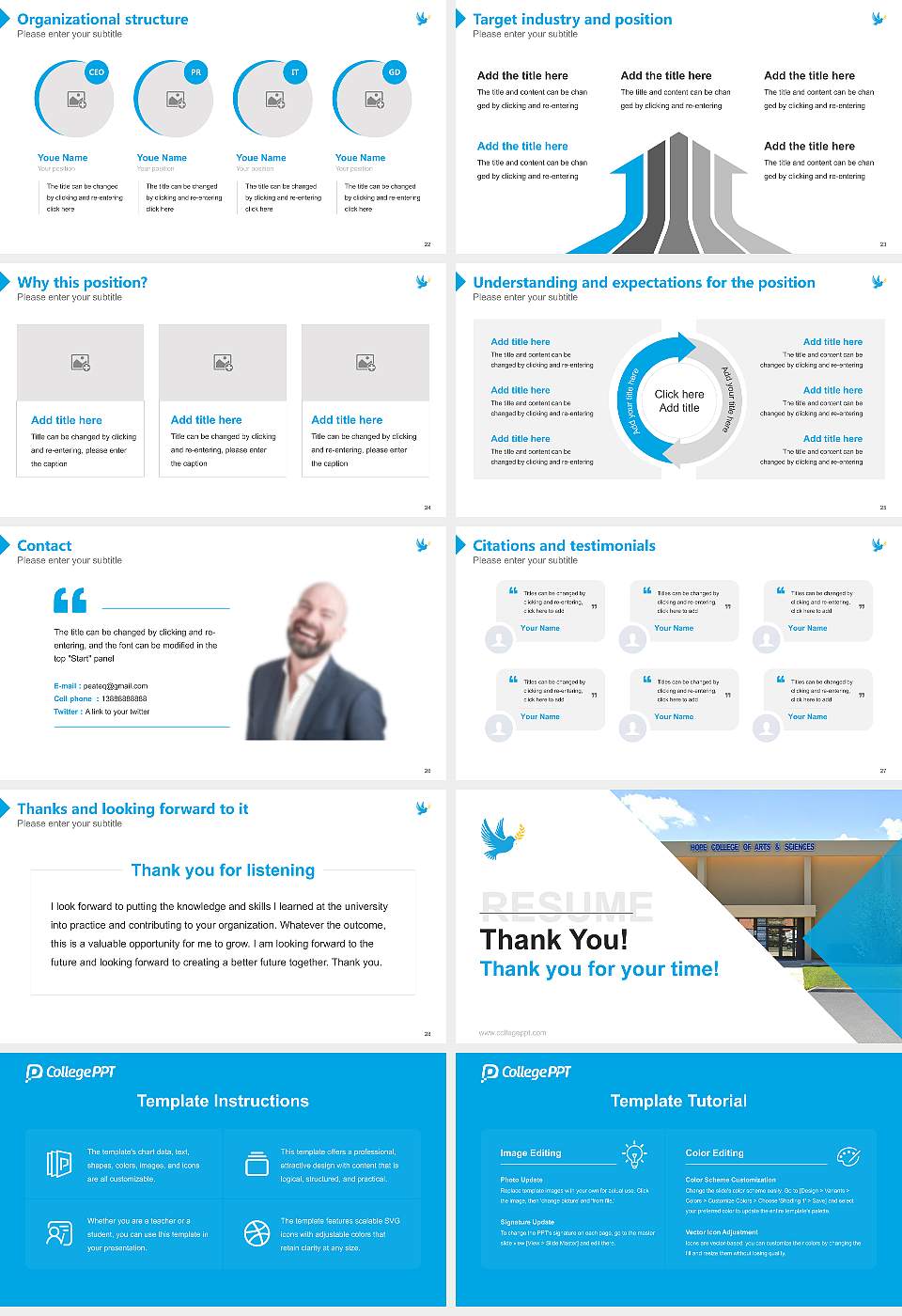 Hope College of Arts and Sciences Resume PPT Template16:9 ratio PPT effect preview image4