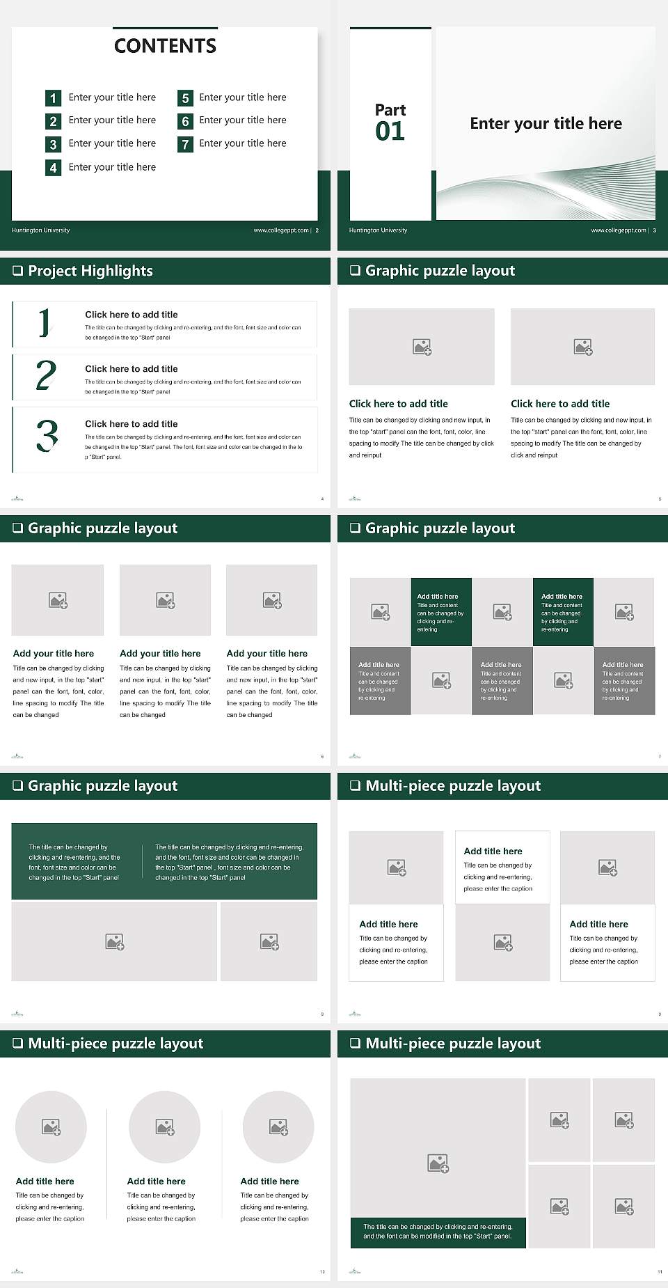 Huntington University General Purpose PPT Template4:3 ratio PPT effect preview image2