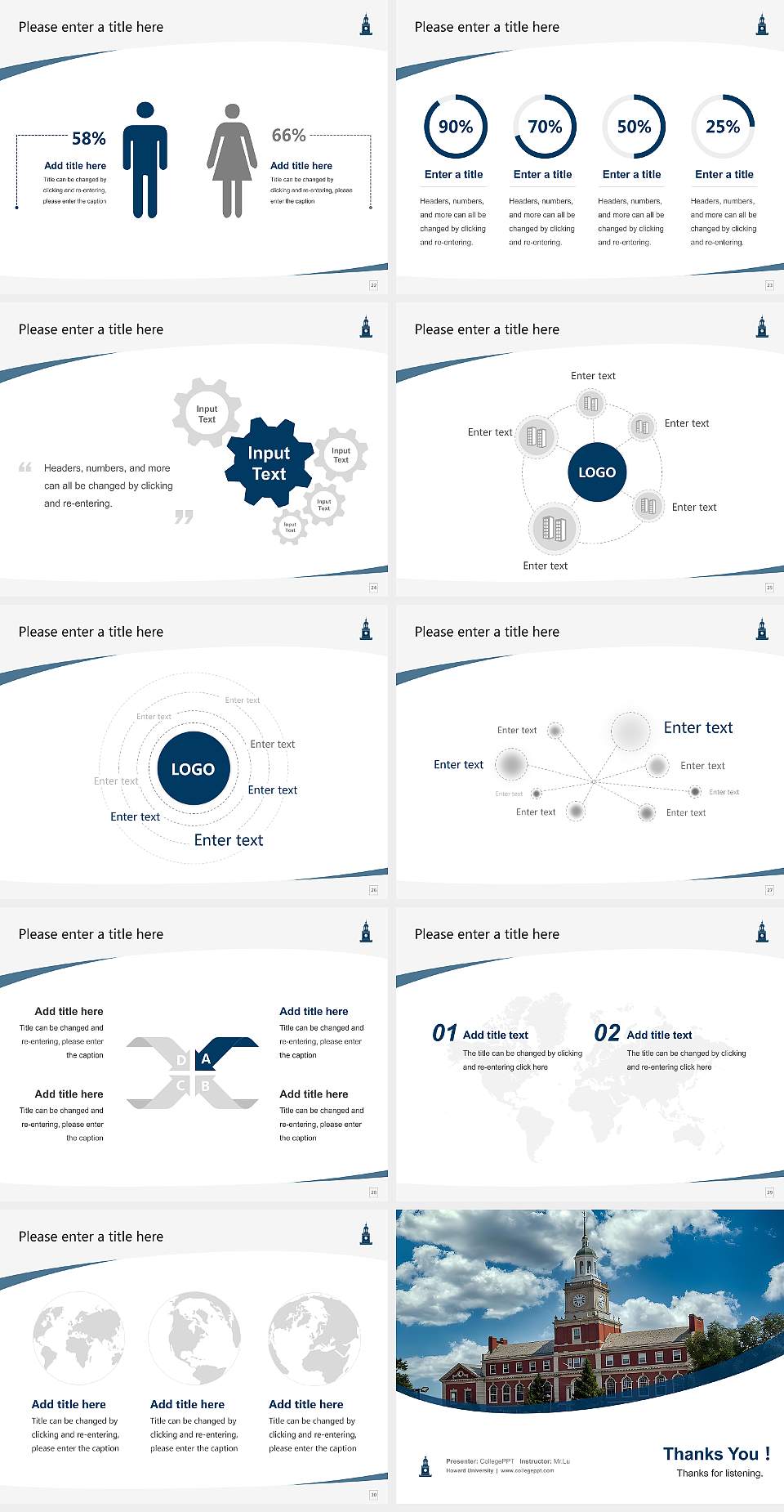 Howard University Course/Courseware Creation PPT Template4:3 ratio PPT effect preview image4