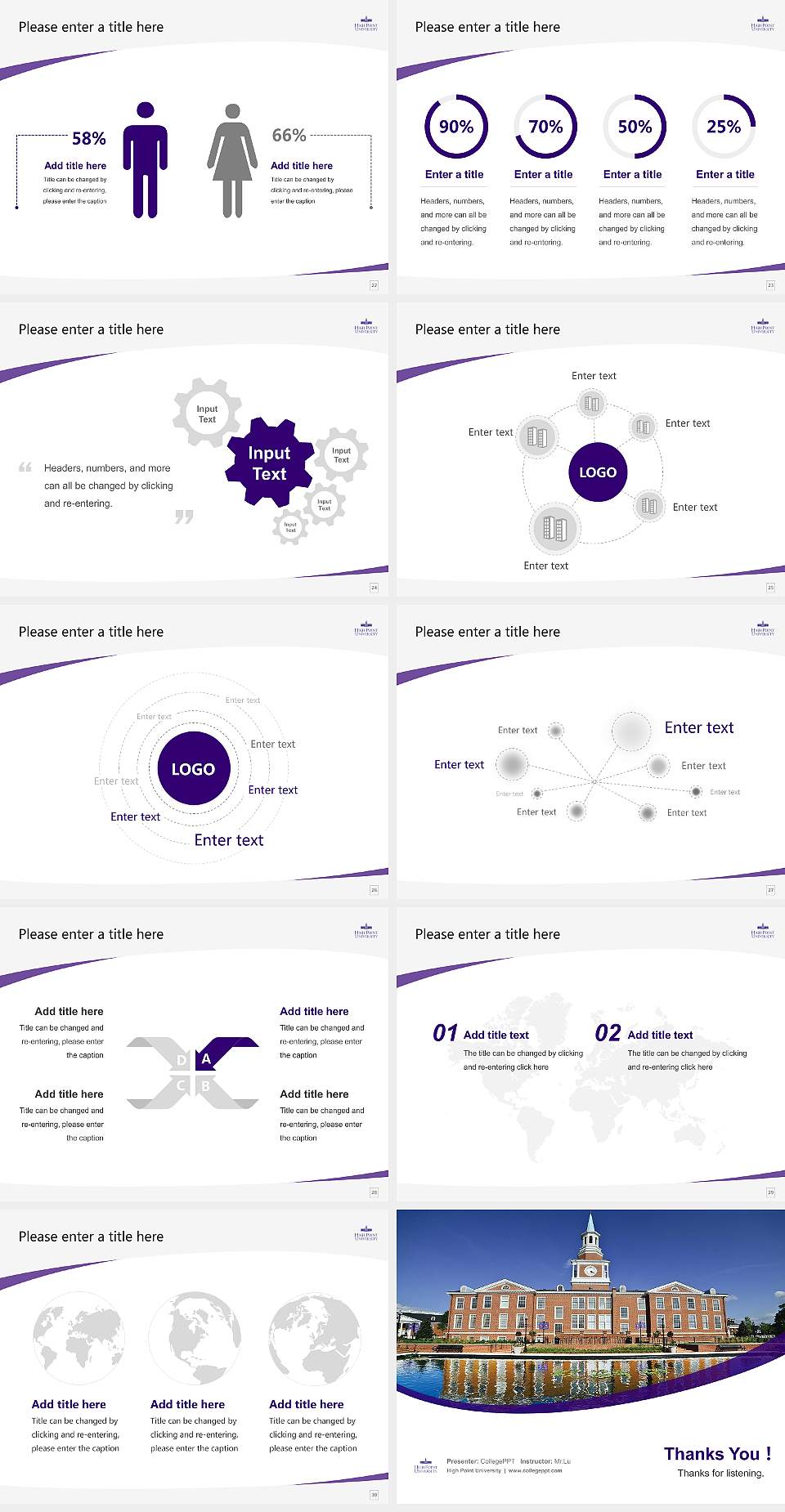 High Point University Course/Courseware Creation PPT Template4:3 ratio PPT effect preview image4
