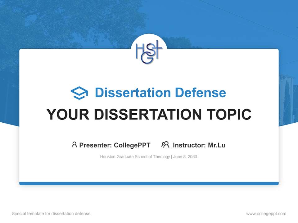 Houston Graduate School of Theology Graduation Thesis Defense PPT Template4:3 ratio PPT effect preview image7