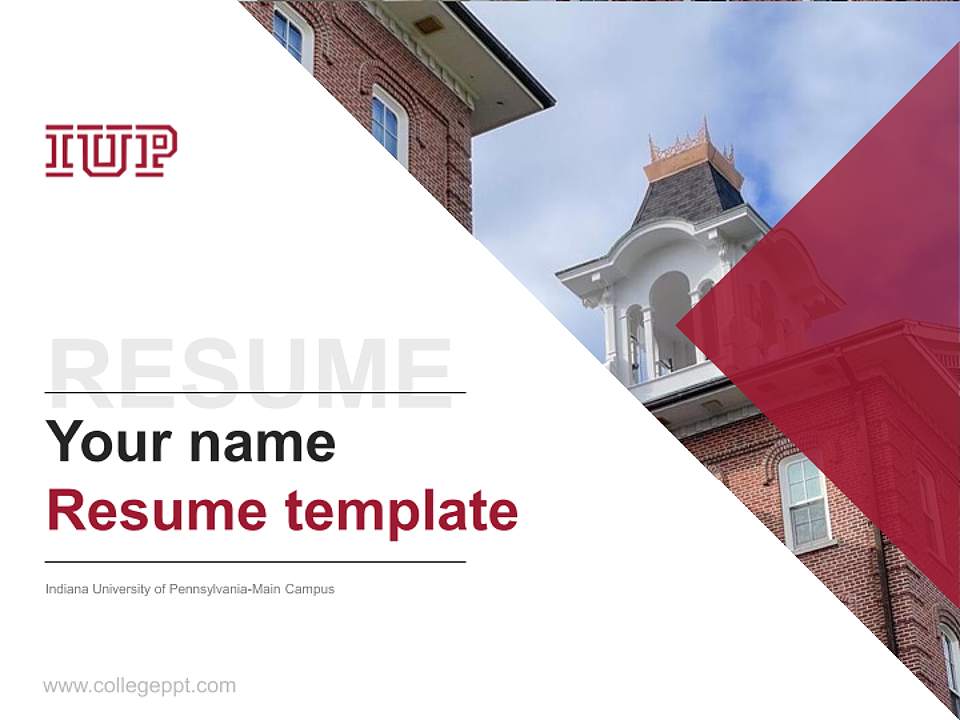 Indiana University of Pennsylvania-Main Campus Resume PPT Template4:3 ratio PPT effect preview image5