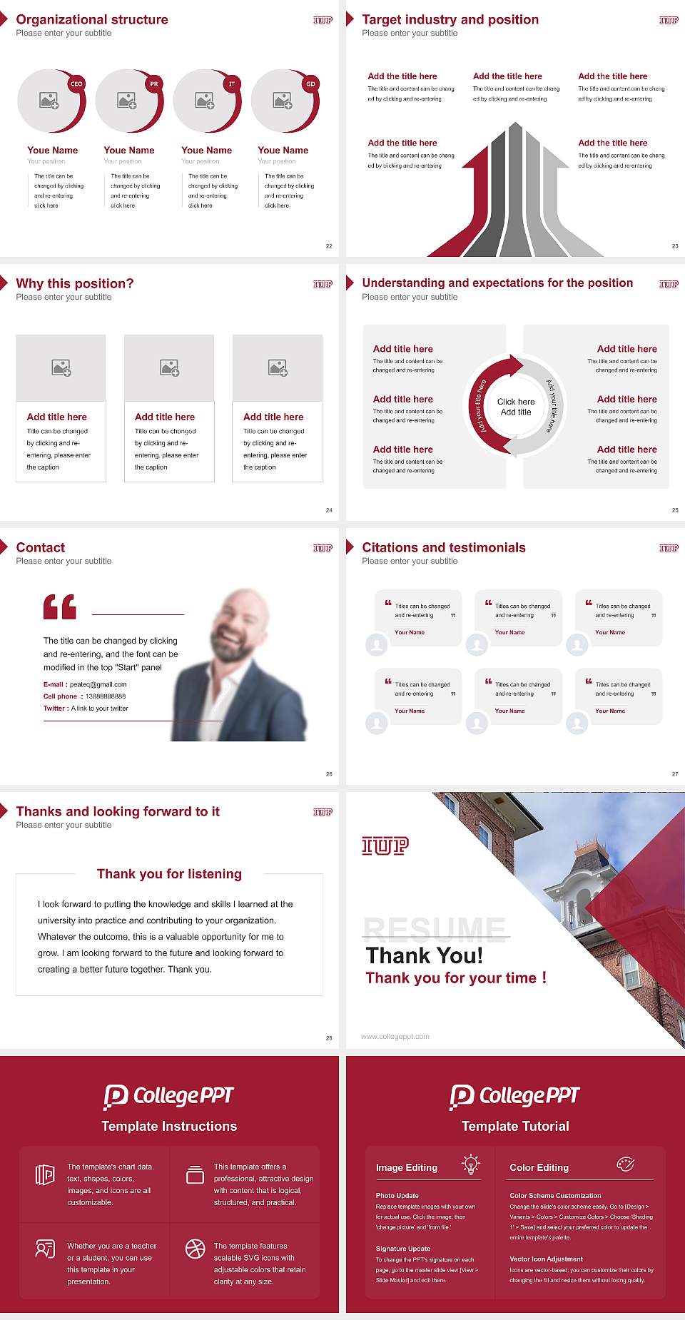 Indiana University of Pennsylvania-Main Campus Resume PPT Template4:3 ratio PPT effect preview image4