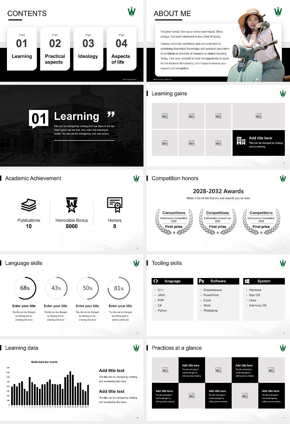 Illinois Wesleyan University National Scholarship Defense PPT Template16:9 ratio PPT effect preview image2